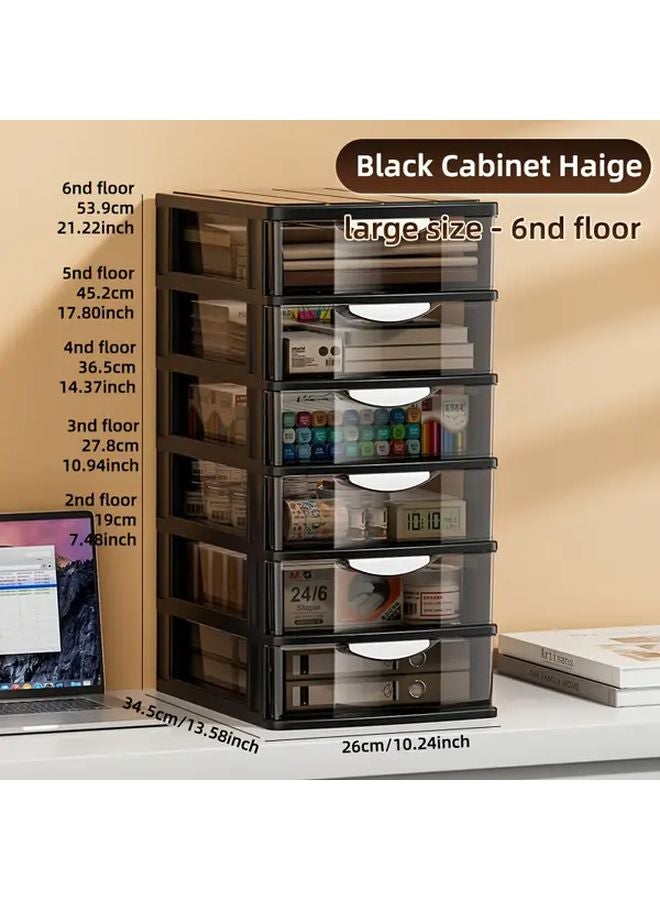 Large Black 4 Layer Desktop Organizer with Drawers Office Storage Box - Image 1